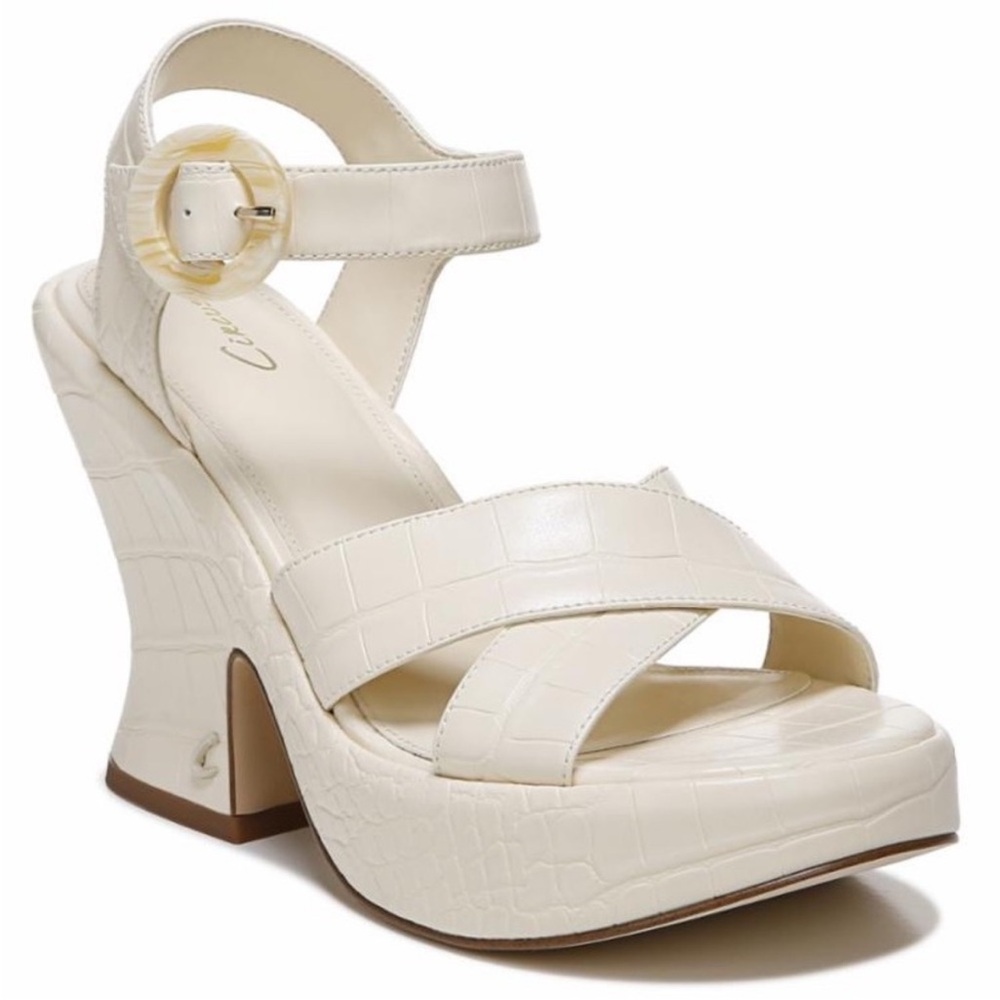 CIRCUS BY SAM EDELMAN Peony Croc-Embossed Leather Platform Sandals